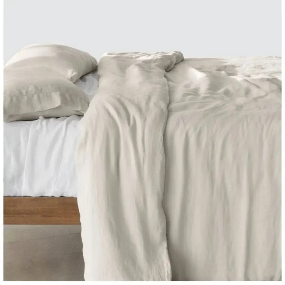 New The Citizenry Stonewashed  Linen Queen Full Duvet Cover in Solid Sand